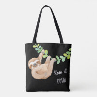 Sloth Slow It Down Black Bag