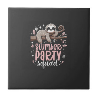 Sloth Slumber Party Squad Kids Girls Sleepover T-S Ceramic Tile