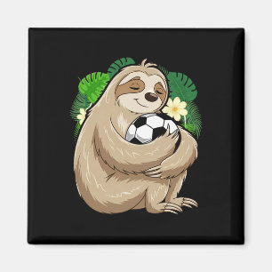 Sloth Soccer Cute Sloth Holding Soccer Byll Sport Magnet