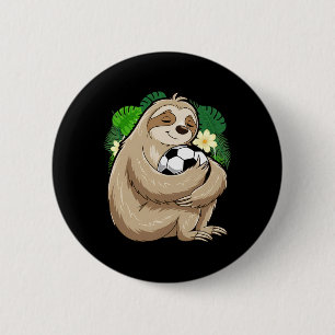 Sloth Soccer Cute Sloth Holding Soccer Ll Sport  6 Cm Round Badge