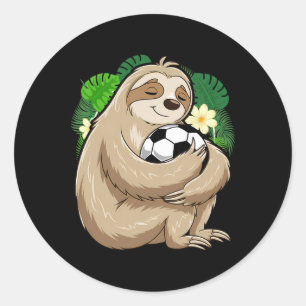 Sloth Soccer Cute Sloth Holding Soccer Ll Sport  Classic Round Sticker