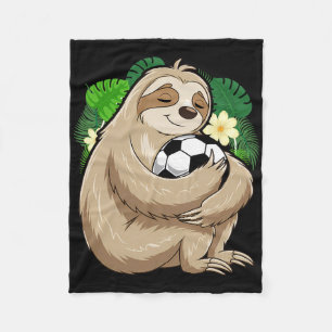 Sloth Soccer Cute Sloth Holding Soccer Ll Sport Fleece Blanket