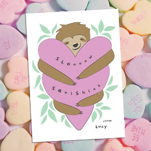 Sloth Squishies Mini Kids Valentine Card Berry