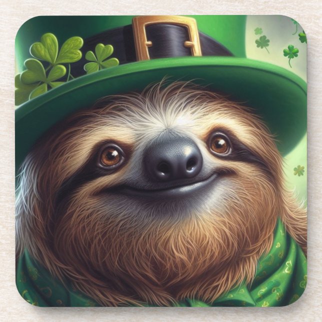 Sloth St Paddys Day Coaster (Front)