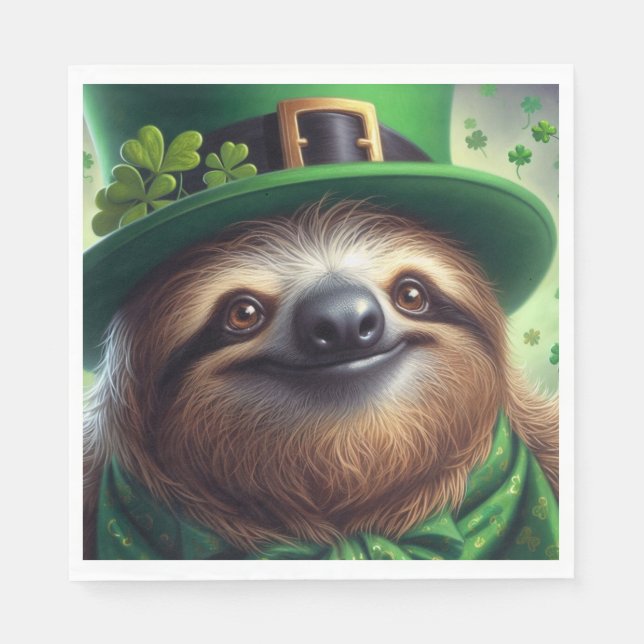 Sloth St Paddys Day Napkin (Front)