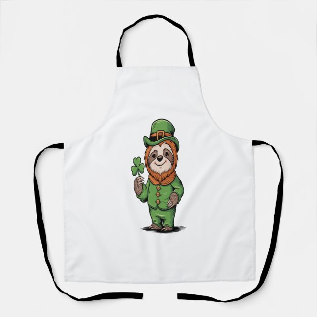 Sloth St Patrick's Day Irish Lucky Apron (Front)
