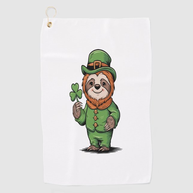Sloth St Patrick's Day Irish Lucky Golf Towel (Front)