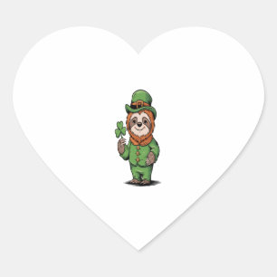 Sloth St Patrick's Day Irish Lucky Heart Sticker