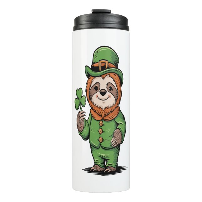 Sloth St Patrick's Day Irish Lucky Thermal Tumbler (Front)