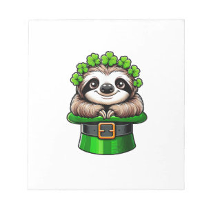 Sloth St Patricks Day Leprechaun Shamrock Irish Sl Notepad