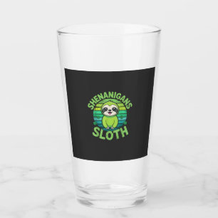 Sloth St Patricks Day Sloth Shenanigans Cute Anima Glass