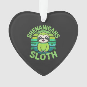 Sloth St Patricks Day Sloth Shenanigans Cute Anima Ornament