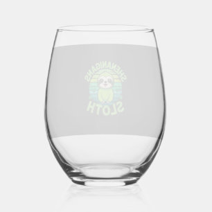 Sloth St Patricks Day Sloth Shenanigans Cute Anima Stemless Wine Glass