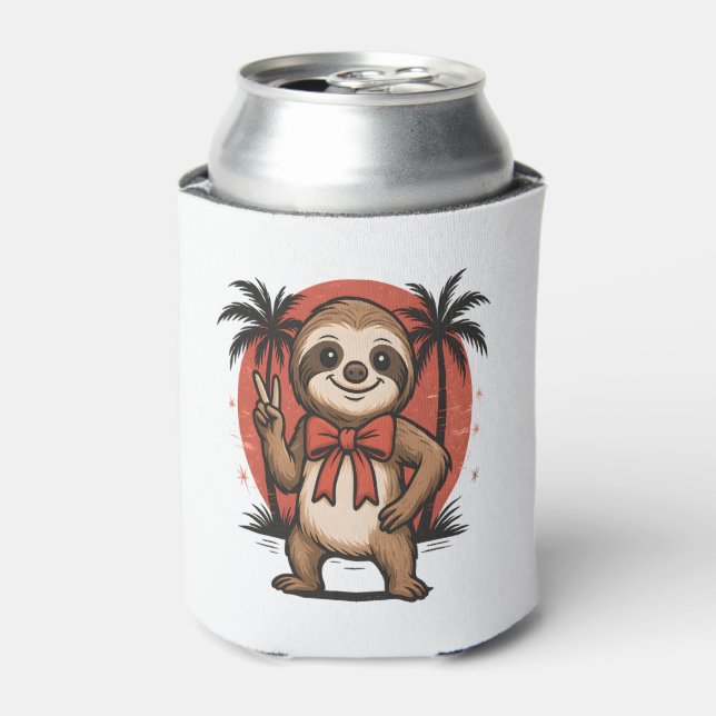Sloth Summer Beach Rocking Can Cooler (Can Front)