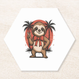 Sloth Summer Beach Rocking Paper Coaster