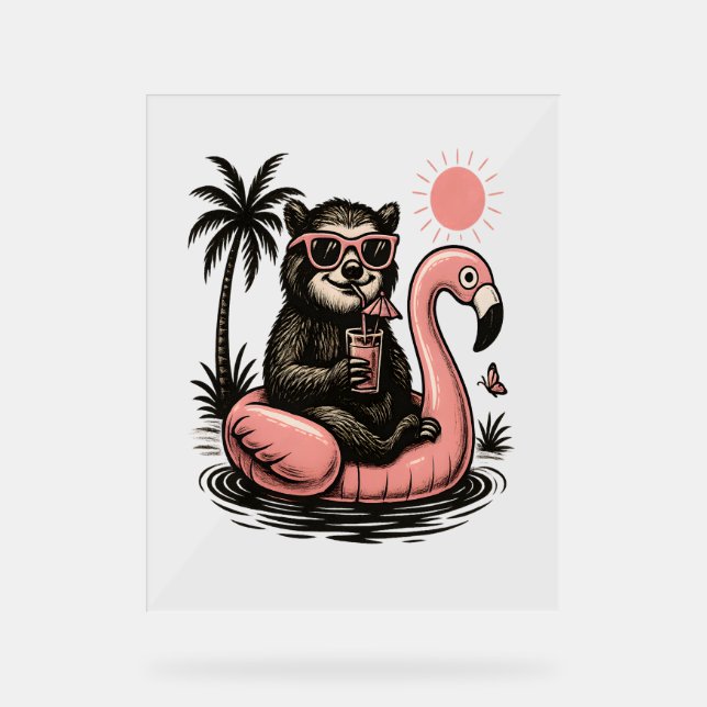 Sloth Summer Vibes Acrylic Sign (Front)