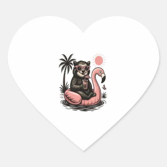 Sloth Summer Vibes Heart Sticker (Front)