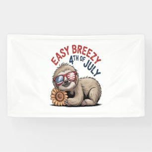 Sloth Sunflower 4th of July Banner