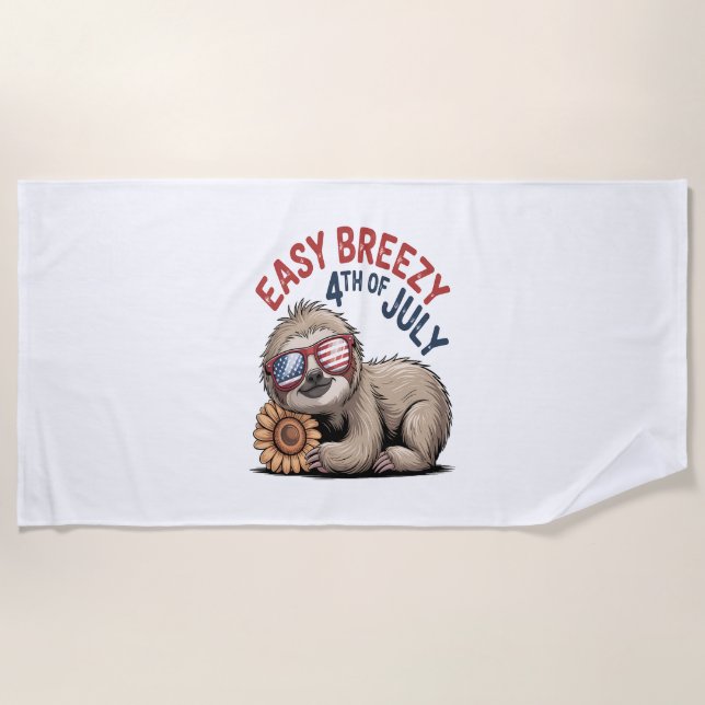 Sloth Sunflower 4th of July Beach Towel (Front)