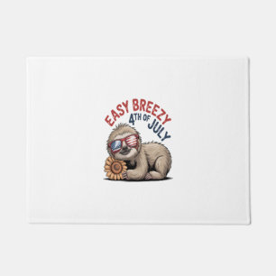 Sloth Sunflower 4th of July Doormat