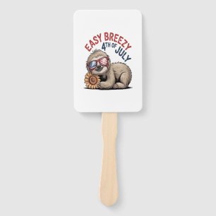 Sloth Sunflower 4th of July Hand Fan