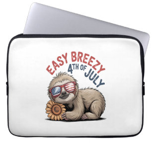 Sloth Sunflower 4th of July Laptop Sleeve