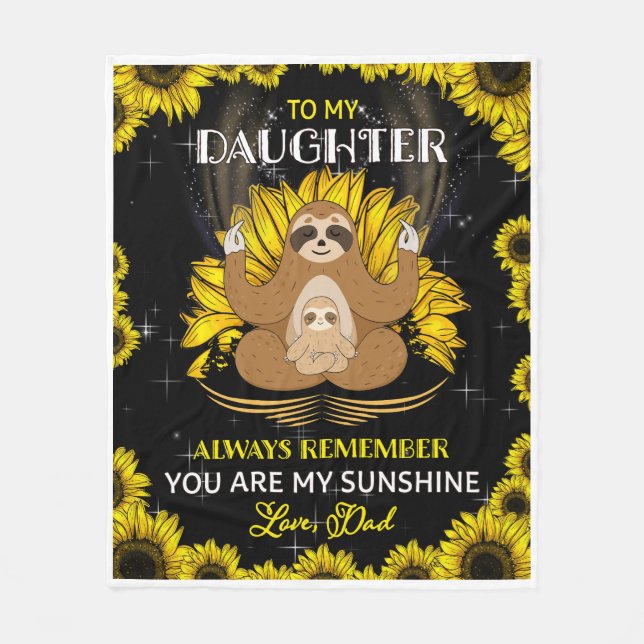 Sloth Sunflower To My Daughter From Mum Fleece Blanket (Front)