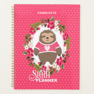 Sloth Super Cute Girly  | Editable Name Planner