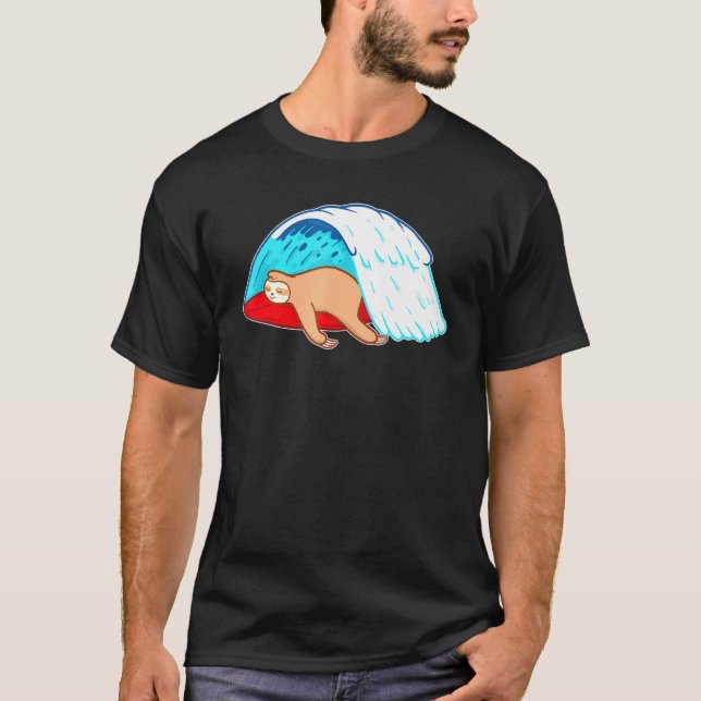 Sloth Surf Wave Summer T-Shirt (Front)
