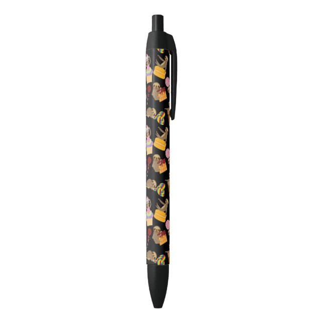 Sloth Sweet Treats Pattern Black Ink Pen (Bottom (Vertical))
