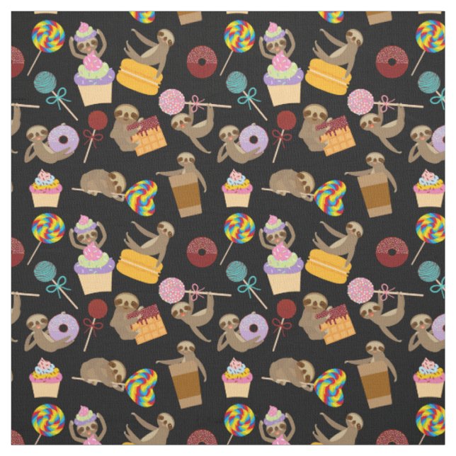 Sloth Sweet Treats Pattern Fabric (Swatch)