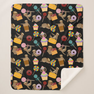 Sloth Sweet Treats Pattern Sherpa Blanket