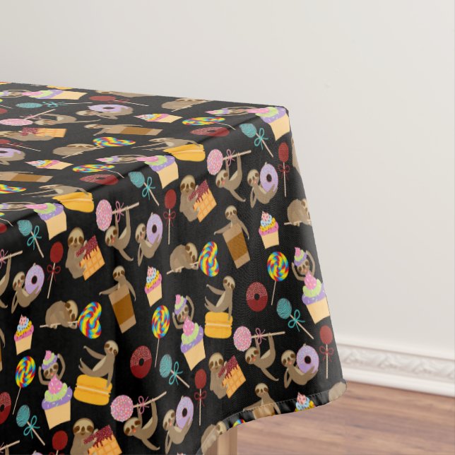 Sloth Sweet Treats Pattern Tablecloth (In Situ)