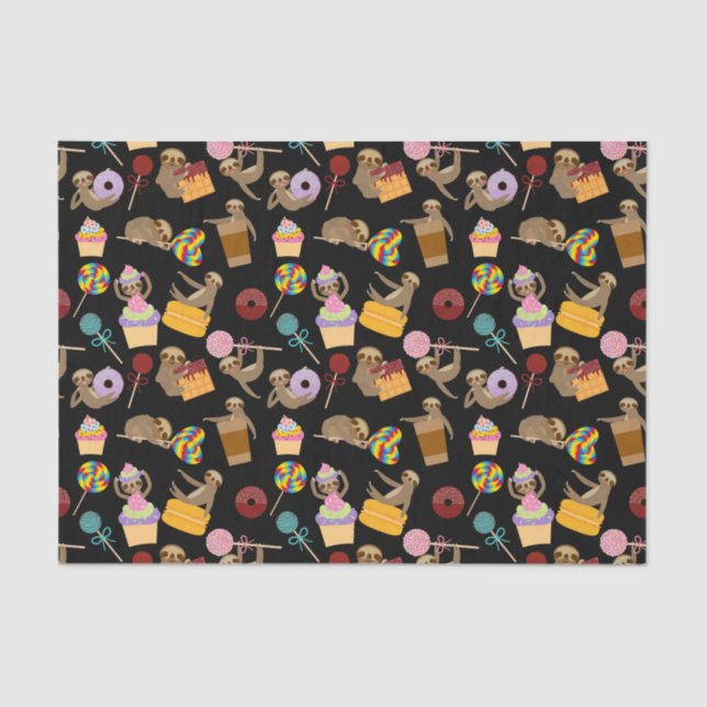 Sloth Sweet Treats Pattern Tissue Paper (Front)