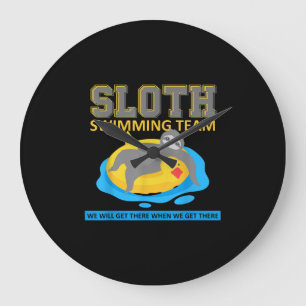 Sloth Swimming Team Swim Team Funny Gift Large Clock