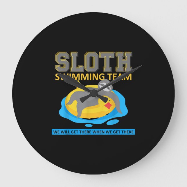 Sloth Swimming Team Swim Team Funny Gift Large Clock (Front)