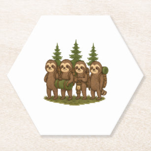 Sloth Team Sloth Hiking Camping Paper Coaster