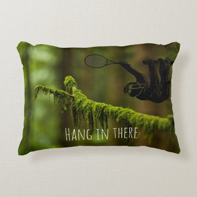 Sloth Tennis Player in the Rainforest Decorative Cushion (Front)