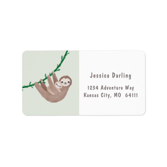 Sloth theme baby shower label (Front)