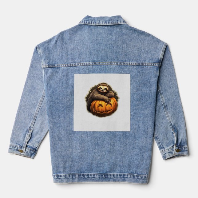 Sloth themed halloween Classic T-Shirt Denim Jacket (Back)