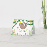Sloth themed thank you card