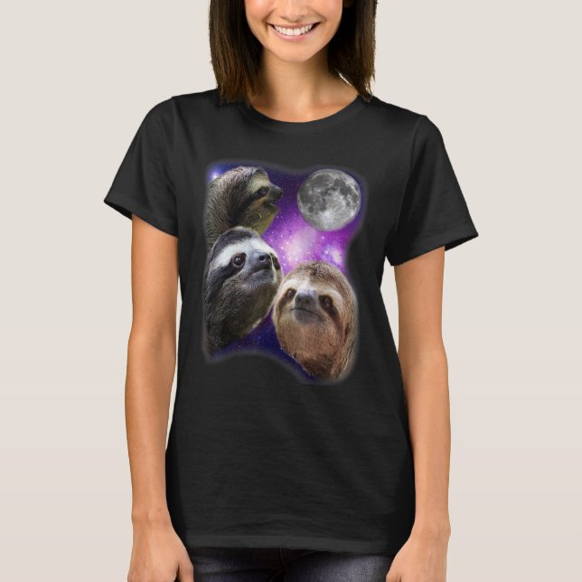 Sloth - Three Sloth Howling Moon Funny Parody Desi T-Shirt (Front)