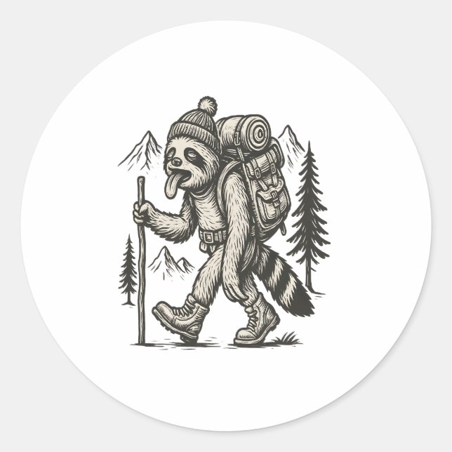 Sloth Tired Sloth Hiking Classic Round Sticker (Front)