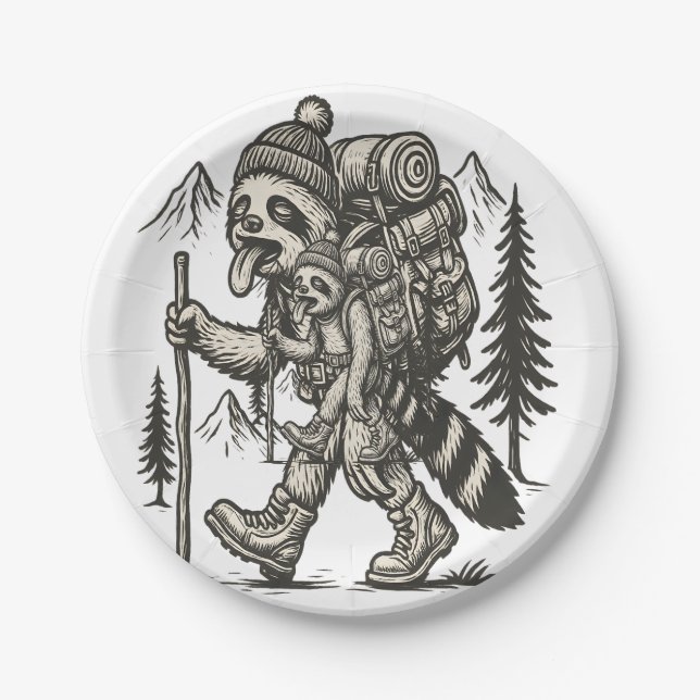 Sloth Tired Sloth Hiking Paper Plate (Front)