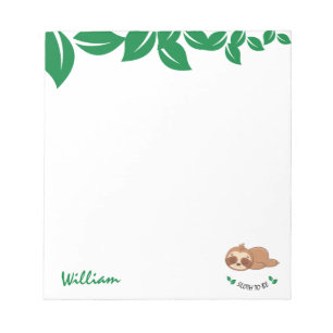 Sloth To Be   Botanical Leaves Funny Personalised Notepad