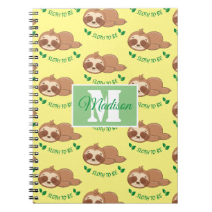 Sloth To Be Funny Sleeping Sloth Pattern Name Notebook