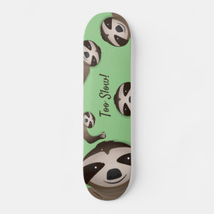 Sloth Too Slow Green Animal Illustration Skateboard