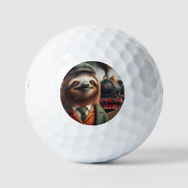 Sloth Train Engineer Golf Balls (Front)