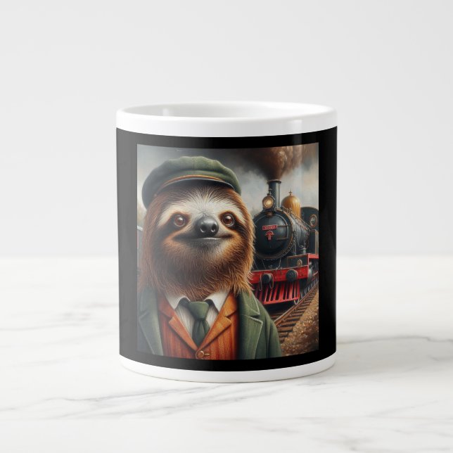 Sloth Train Engineer Large Coffee Mug (Front)