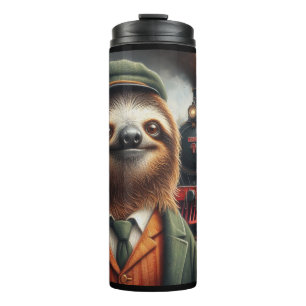 Sloth Train Engineer Thermal Tumbler